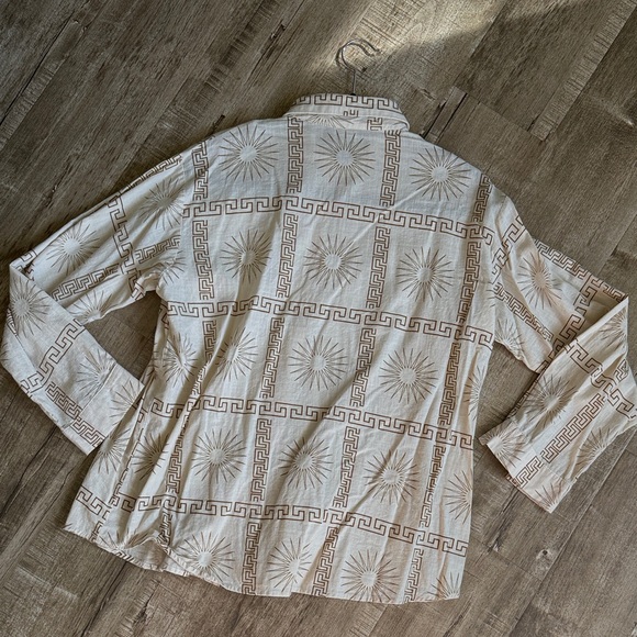 Petal & Pup Penny Cream Gold-tone Sun Geo Patterned Matching Shirt Short Set - Picture 16 of 16